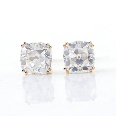 Stunning 1CT Cushion Cut Yellow Gold Stud Earring with VVS-VS Clarity, DEF-GH Color Lab-Created Moissanite Diamond - Unisex Luxury Jewelry for Ultimate Sophistication and Brilliance