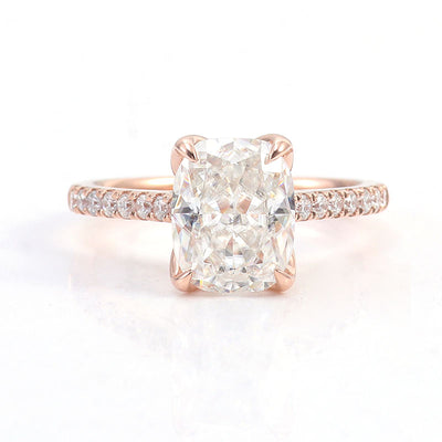Gold 3 CT Cushion Cut Moissanite Engagement Ring with Sparkling Channel Band - Discover the Ultimate Symbol of Love & Luxury for Your Special Moment