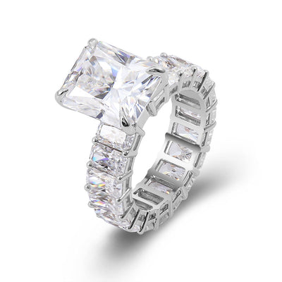 Extraordinary Platinum 3 CT Radiant Cut Moissanite Lab-Created Diamond Solitaire Ring - Opulent Eternity Band for Engagement & Milestone Occasions