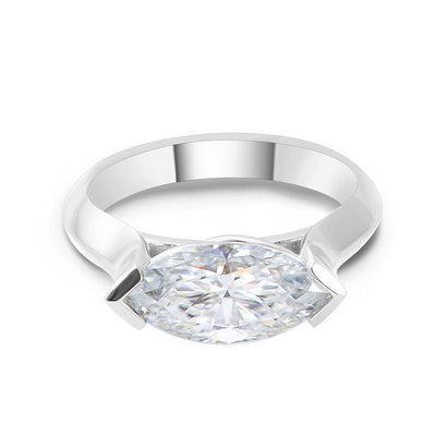 Opulent 3CT Marquise Moissanite Solitaire Ring in Platinum, DEF Color, VVS Clarity