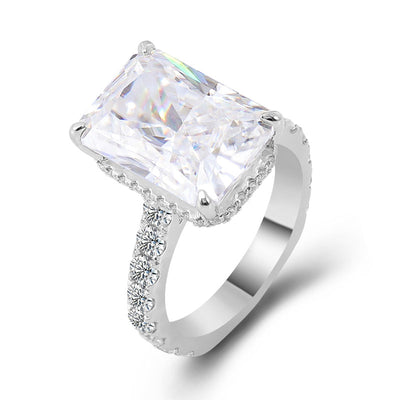 5CT Radiant Cut Moissanite Platinum Engagement Ring with Hidden Halo, Channel Shank, VVS Clarity, and DEF Color - Sophisticated Luxury Jewelry