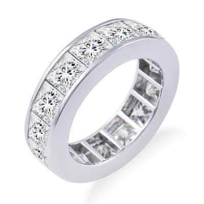 Exclusive 5.5mm Princess Cut Men's Band in Radiant Platinum, VVS Clarity Moissanite Diamond Eternity Ring - Click to Experience the Ultimate in Luxury and Sophistication