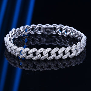 925 sterling silver moissanite diamond cuban bracelet