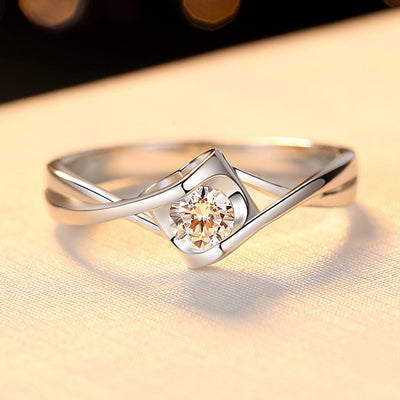 Sublime Floating 1 CT Moissanite Diamond Sterling Silver Plated Gold Promise Ring