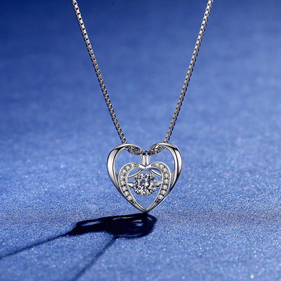 Shimmering 0.3 CT Moissanite Diamond Double Heart Necklace on Sterling Silver with Accent Stones