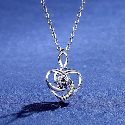 Feel Loved with our 0.5 CT Moissanite Heart Necklace | Lab-Created Diamonds on 925 Sterling Silver Plated with White Gold