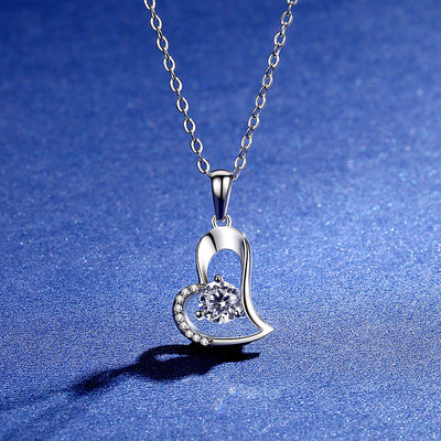 Show Your Love with this Stunning 0.5 CT Heart Shaped Sterling Silver Necklace with Lab-Created Moissanite Diamond - Perfect Gift for Someone Special